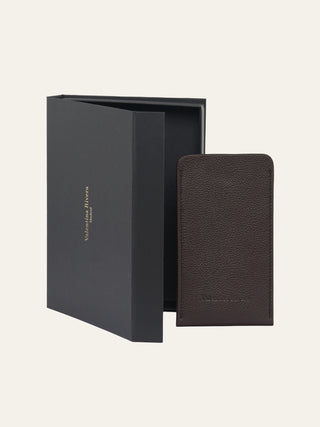 Zoe Leather Glasses Case in Cocoa | Pebbled Leather 