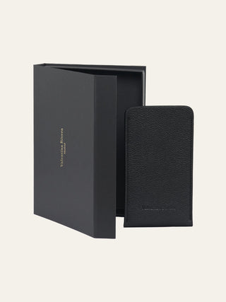 Zoe Leather Glasses Case in Black | Pebbled Leather 