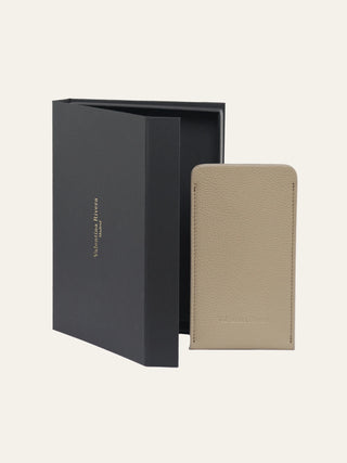 Zoe Leather Glasses Case in Taupe | Pebbled Leather 