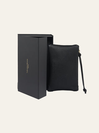 The Victoria Clutch | Black Pebbled Leather